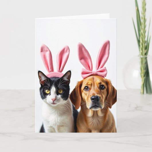 Cat And Dog Friends Fun Card Kaart (Voorkant)