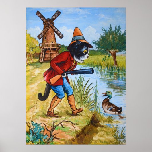 Cat and Duck, Louis Wain Poster (Voorkant)