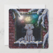 Cat and fireworks - card - by Monika Marzec Notitiekaartje (Voorkant)