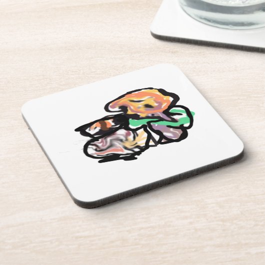 Cat and flowers fun bier onderzetter (Linkerzijde)