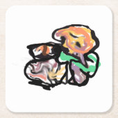 Cat and flowers  fun kartonnen onderzetters (Voorkant)