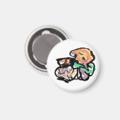 Cat and flowers  fun magneet (Voorkant / Achterkant)