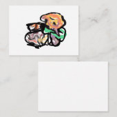 Cat and flowers fun notitiekaartje (Voorkant / Achterkant)