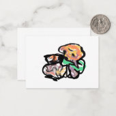 Cat and flowers fun notitiekaartje (Voorkant / Achterkant in situ)