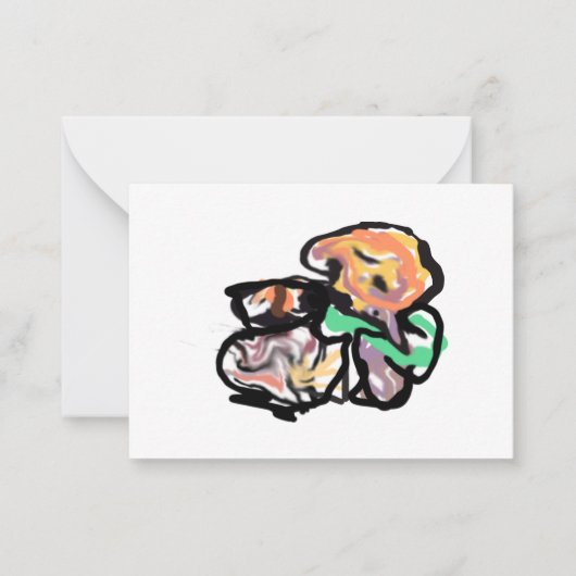 Cat and flowers fun notitiekaartje (Voorkant)