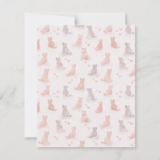 Cat and Heart Pattern Paper Sheet (Voorkant)