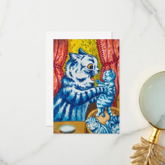Cat and her Kittens by Louis Wain Bedankkaart (Voorkant / Achterkant in situ)