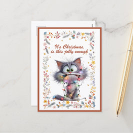 Cat and Lights It's Christmas Is This Jolly Enough Feestdagenkaart