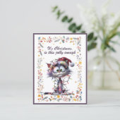 Cat and Lights It's Christmas Is This Jolly Enough Feestdagenkaart (Staand voorkant)