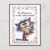 Cat and Lights It's Christmas Is This Jolly Enough Feestdagenkaart (Voorkant)