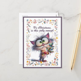 Cat and Lights It's Christmas Is This Jolly Enough Feestdagenkaart