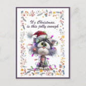 Cat and Lights It's Christmas Is This Jolly Enough Feestdagenkaart (Voorkant)