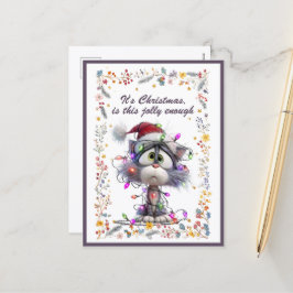 Cat and Lights It's Christmas Is This Jolly Enough Feestdagenkaart