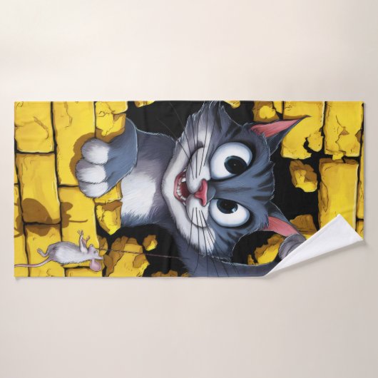 Cat and mouse. badhanddoek (Badhanddoek)