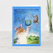 Cat and mouse funny birthday kaart (Voorkant)