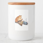 Cat and Mouse Playing Chess Cartoon Drawing Funny Voedselcontainer Etiket (Voorkant)