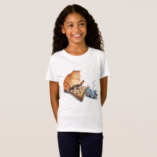 Cat and Mouse Pplay Chess Cartoon Funny T shirt (Voorkant volledig)