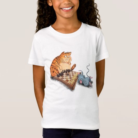 Cat and Mouse Pplay Chess Cartoon Funny T shirt (Voorkant)