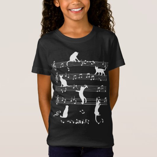 Cat and Music Cft, Cat Pplay Note Music T-shirt (Voorkant)