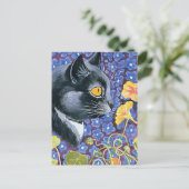 "Cat and Nasturtiums" van Louis Wain Briefkaart (Staand voorkant)