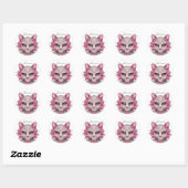 Cat and Pink Roses Sticker Envelope Seal Floral (Vel)