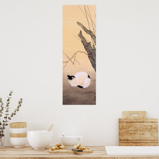 Cat and Plum Blossom - Hishida Shunso Poster (Keuken)