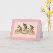  Cat and Puppy Bike Ride Note Kaart (Gele Bloem)