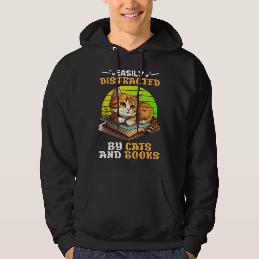 Cat  and Reading Cat Fans Books booknerd Book Hoodie (Voorkant)