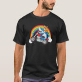 Cat And Shark Riding Motorcycle With Rainbow Graph T-shirt (Voorkant)