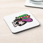 Cat and spring flowers  bier onderzetter (Linkerzijde)