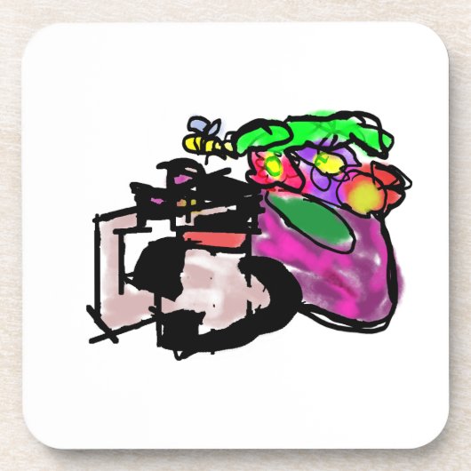 Cat and spring flowers  bier onderzetter (Voorkant)