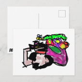 Cat and spring flowers briefkaart (Voorkant / Achterkant)