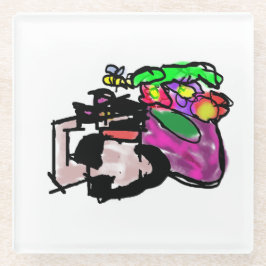 Cat and spring flowers glazen onderzetter