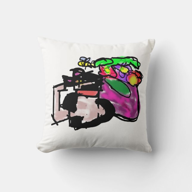 Cat and spring flowers  kussen (Voorkant)