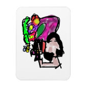 Cat and spring flowers magneet (Verticaal)