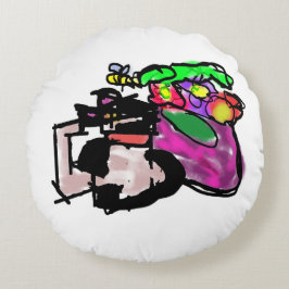 Cat and spring flowers rond kussen