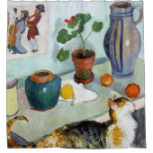 Cat and stillife, August Macke Douchegordijn (Voorkant)