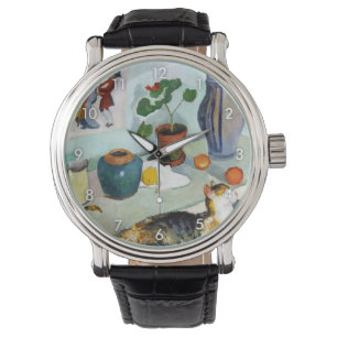 Cat and stillife, August Macke Horloge