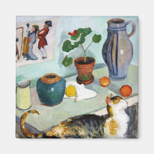 Cat and stillife, August Macke Magneet (Voorkant)