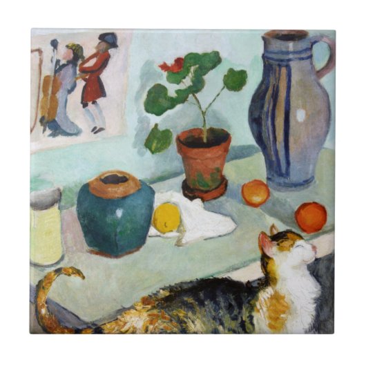 Cat and stillife, August Macke Tegeltje (Voorkant)