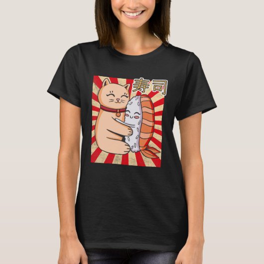 Cat And Sushi Japanese T-shirt (Voorkant)