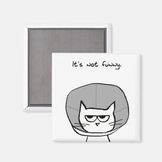 Cat and the Cone of Shame - Funny Cat Magnet (Voorkant / Achterkant)