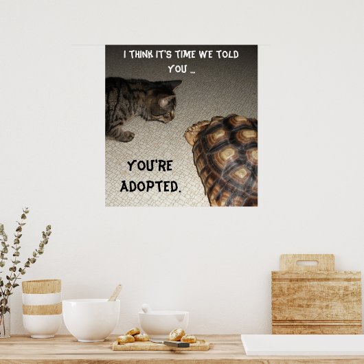 Cat and Tortoise - "Je bent geadopteerd" Poster (Keuken)