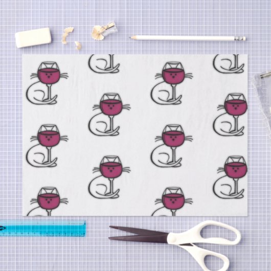 Cat and Wine Glass Tissuepapier (Craft)