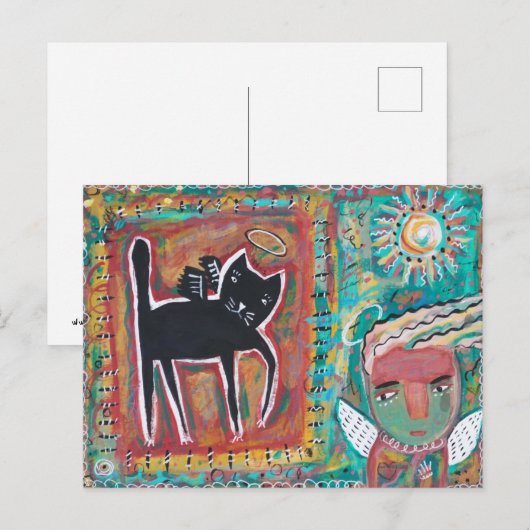 Cat Angel Briefkaart (Voorkant / Achterkant)