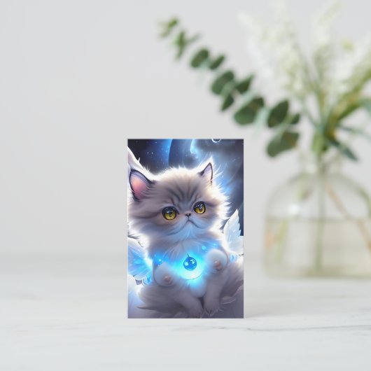 Cat Angel Fantasy Visitekaartje (Staand voorkant)