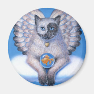 Cat Angel "Kat Yin Yang" Round Magnet