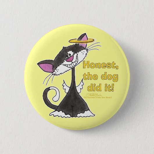Cat Angel Ronde Button 5,7 Cm (Voorkant)