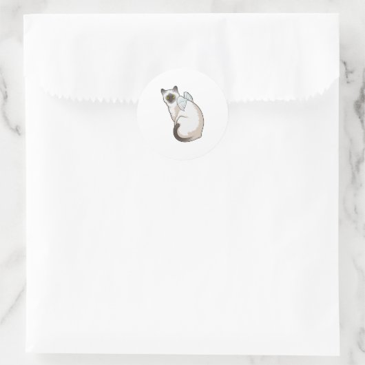Cat Angel wings Ronde Sticker (Tas)