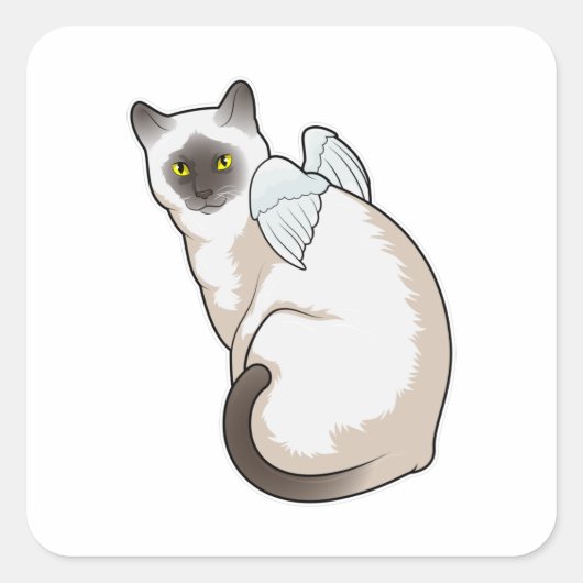 Cat Angel wings Vierkante Sticker (Voorkant)